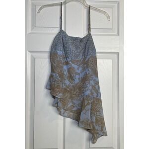 Ecote Urban Outfitters Blue Paisley Asymmetrical Ruffle Camisole Top Small Boho